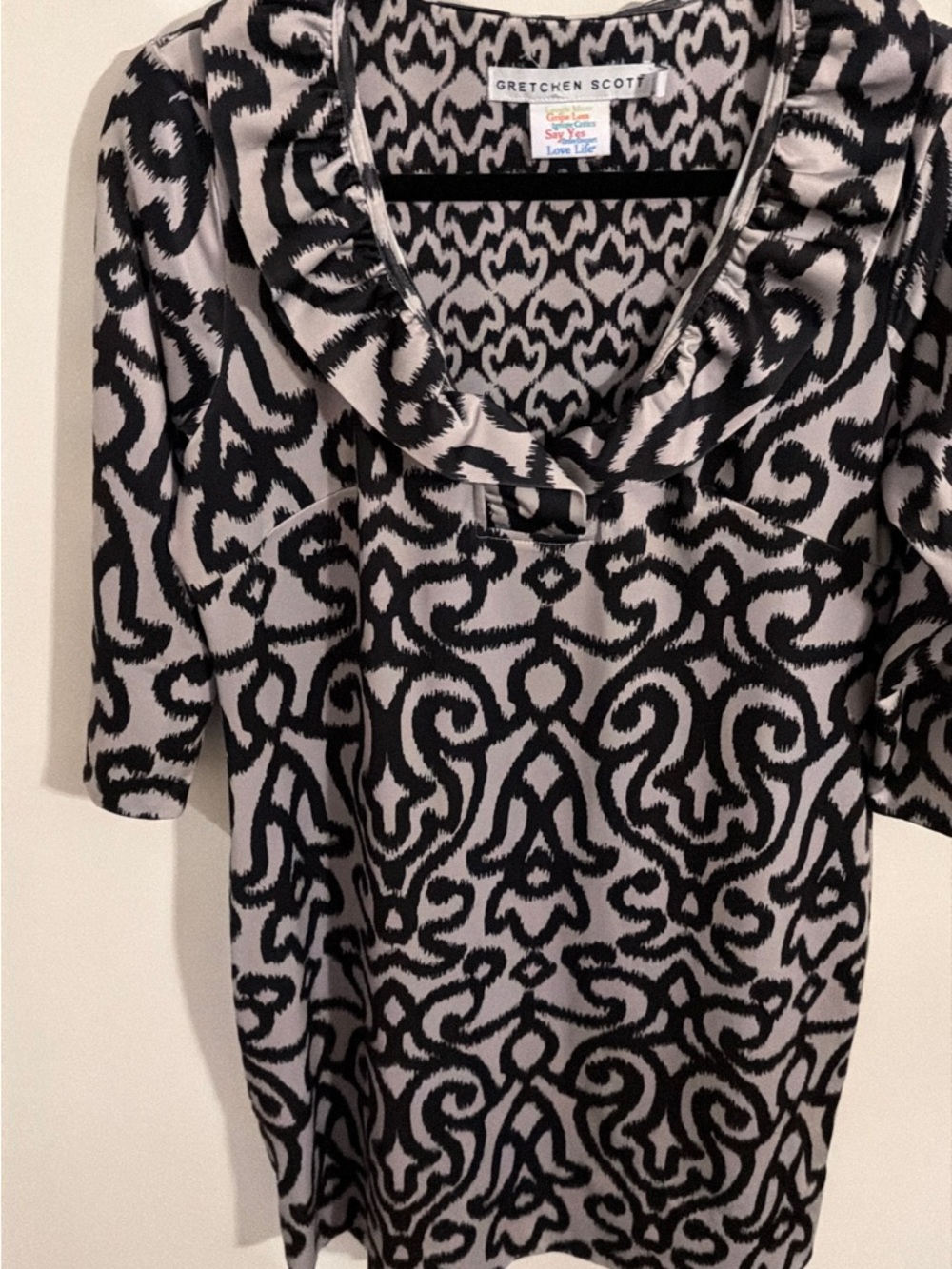 Gretchen Scott Black and White Cowl Neck Tunic